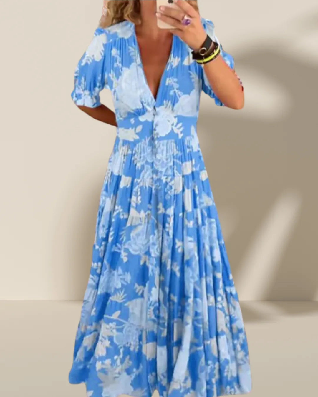 V-Neck Floral Maxi Dress