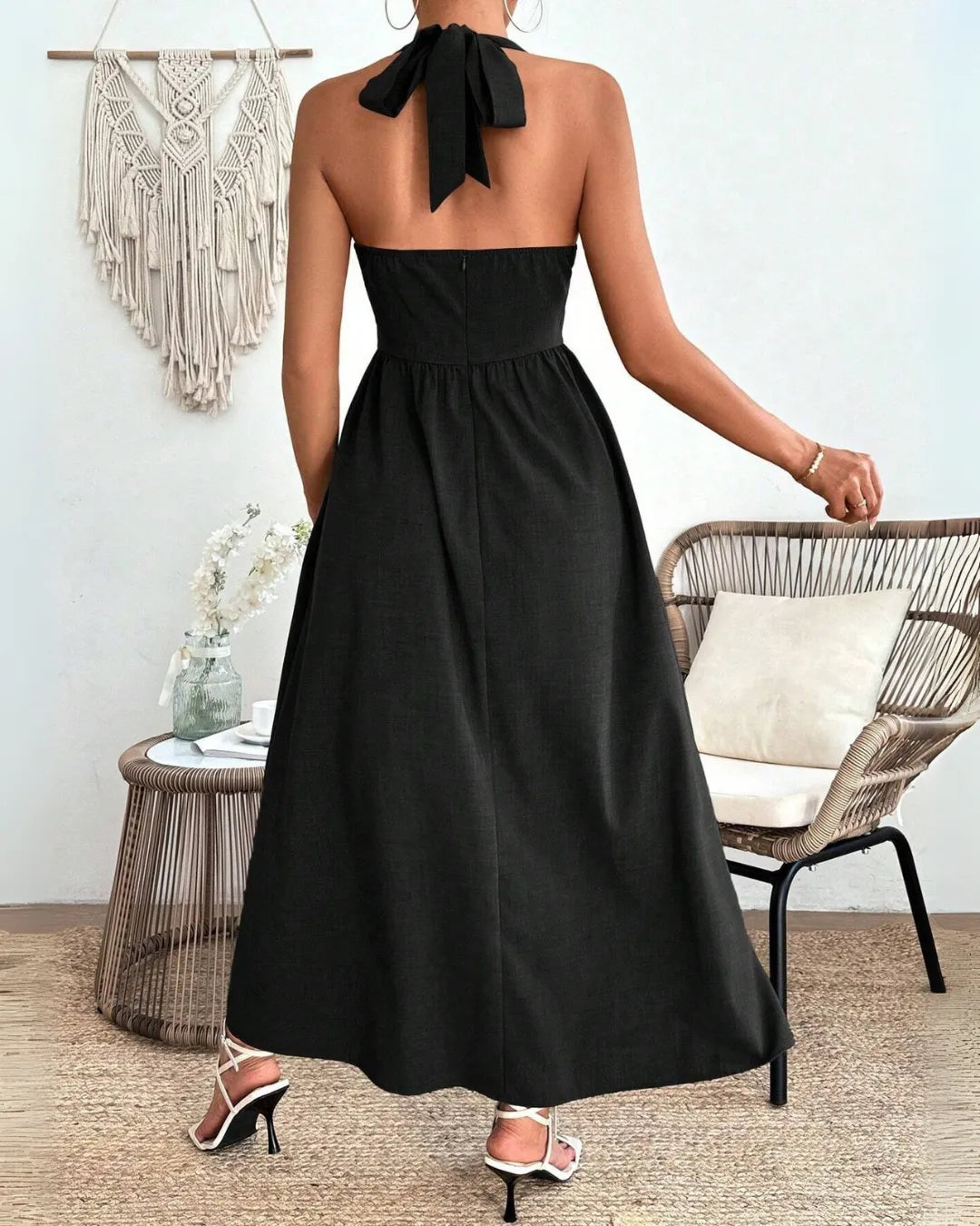 Summer Elegance Dress – Backless & Waist-Tied