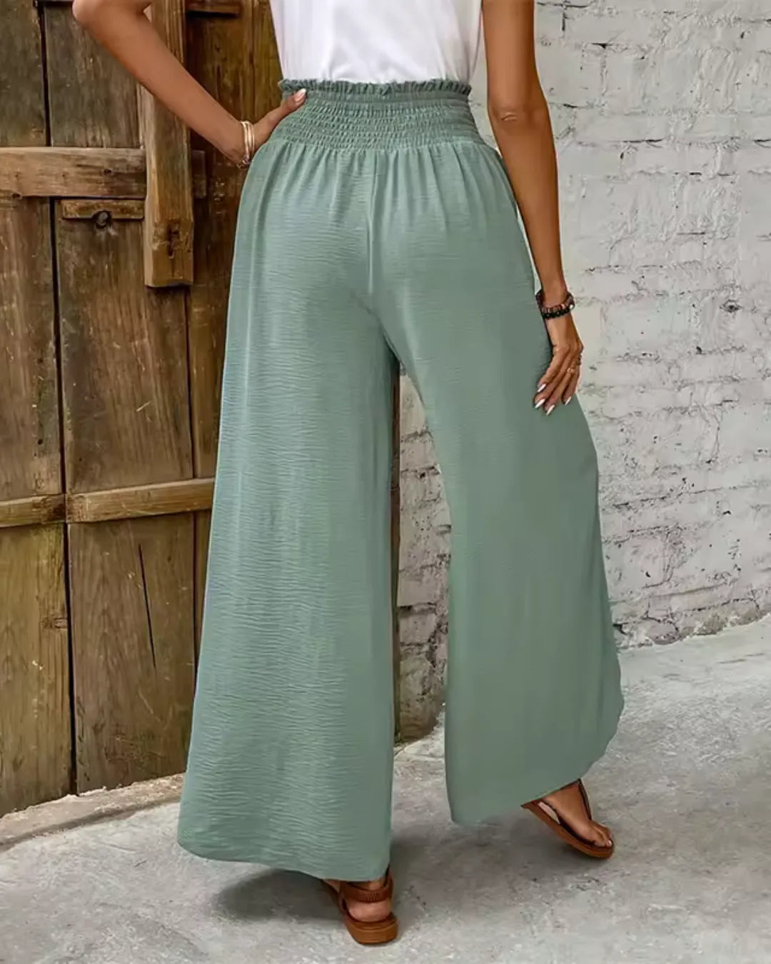 High-Waisted Split Wide-Leg Pants