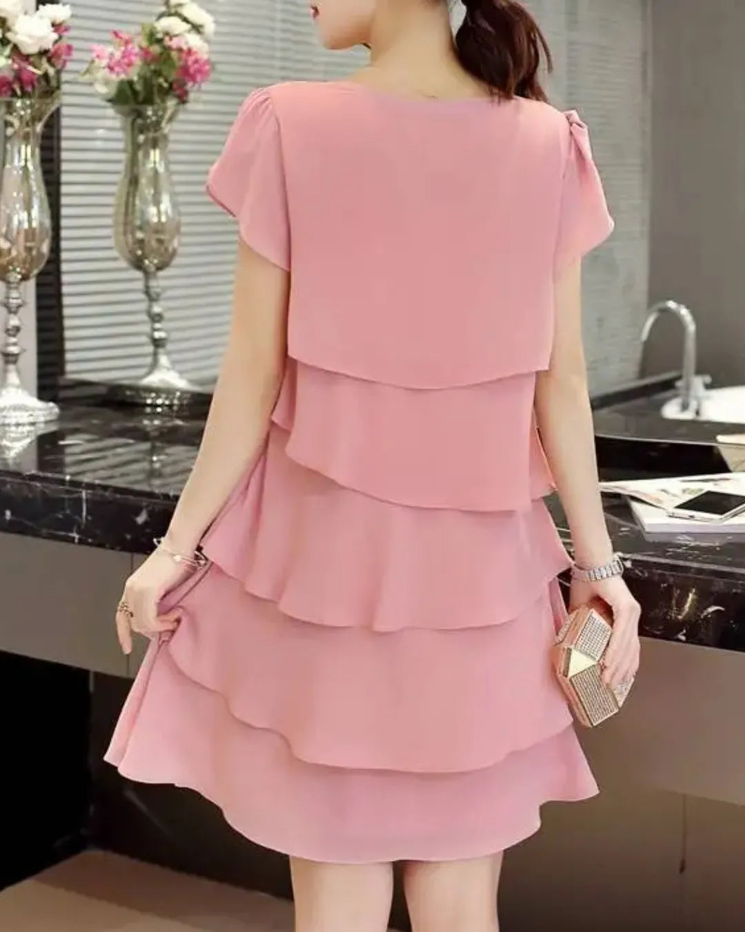 Sweet Ruffle Chiffon Short Dress