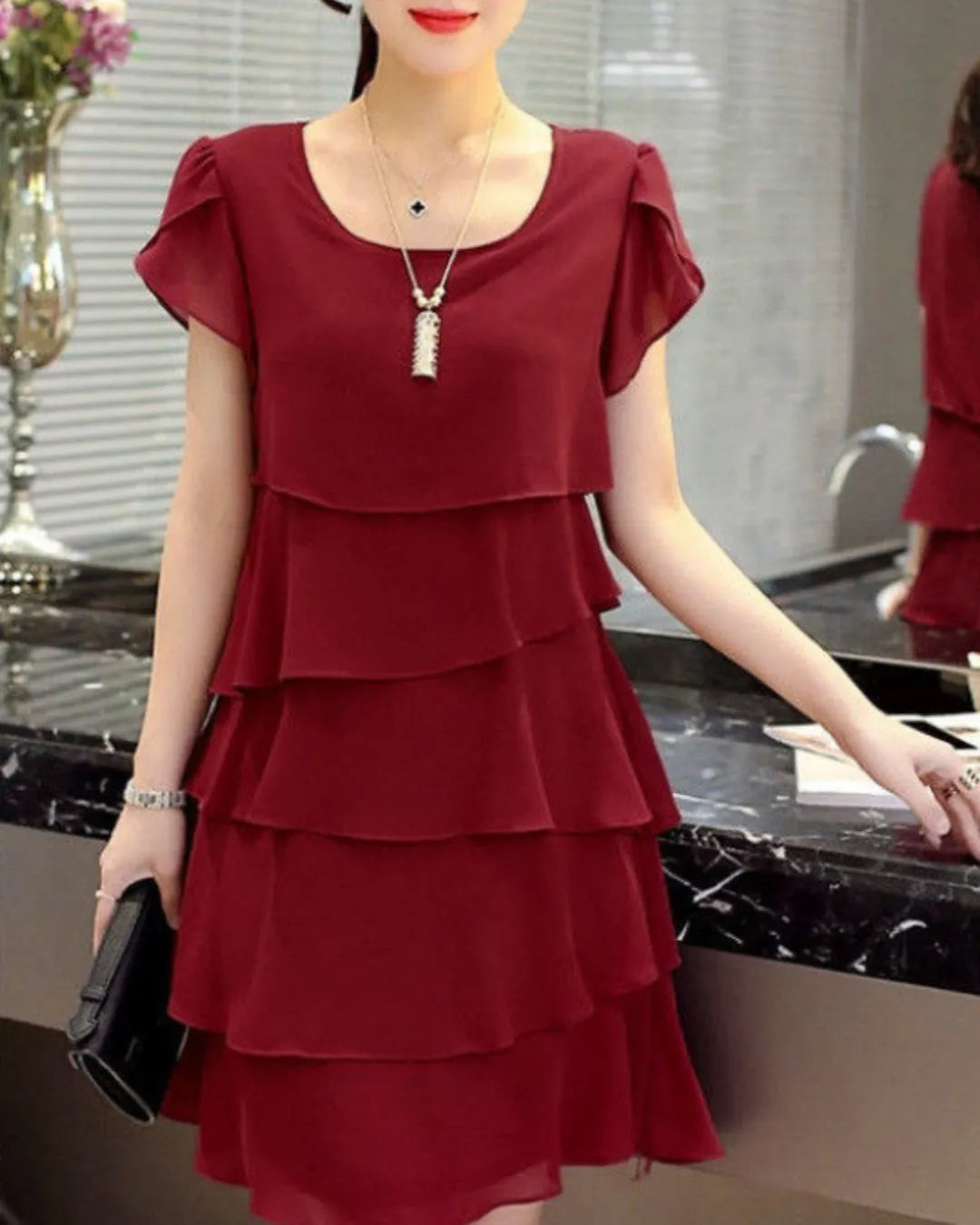 Sweet Ruffle Chiffon Short Dress